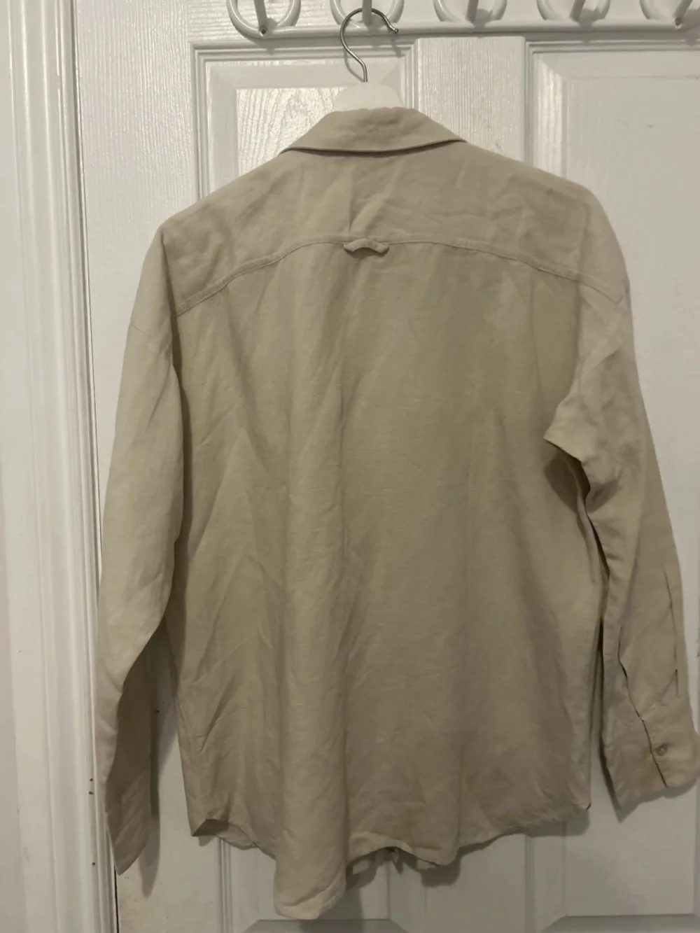 H&M Light Beige Linen-Blend Short Sleeve Shirt - Picture 2 of 3